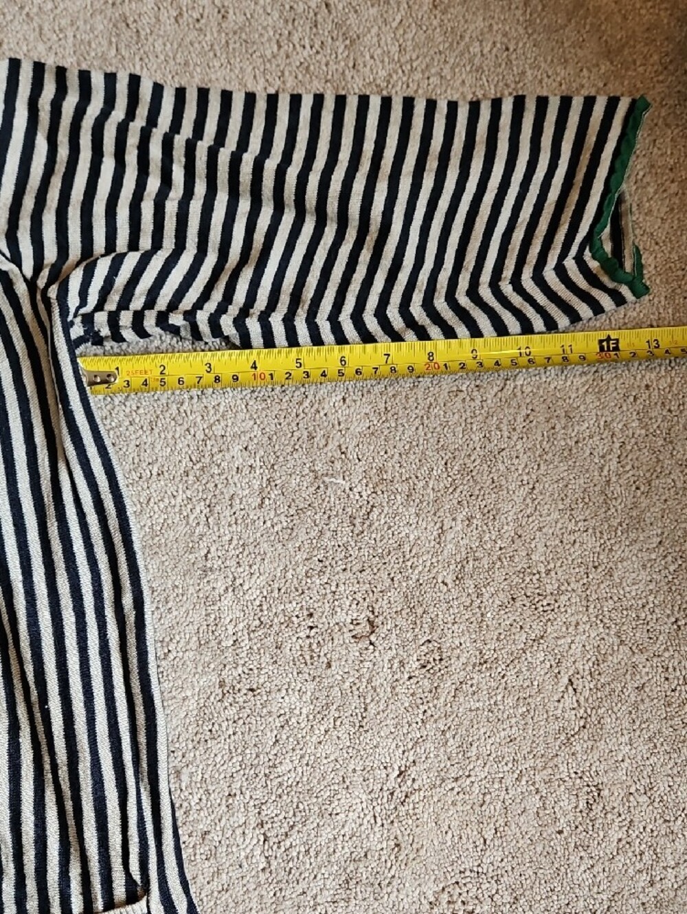 Gudrun Sjoden Navy and Oatmeal Striped Cotton Cardigan with Green Trim - Picture 5 of 13
